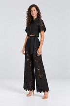 Elodie Floral Lace Two-Piece Set in Black, 45 degree view