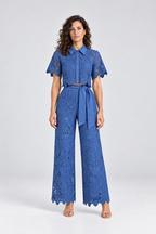 Elodie Floral Lace Two-Piece Set in Blue, front view