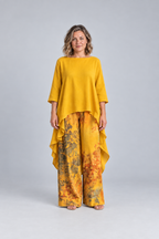 Paloma Printed Tunic & Wide-Leg Pant Set in Yellow, front view
